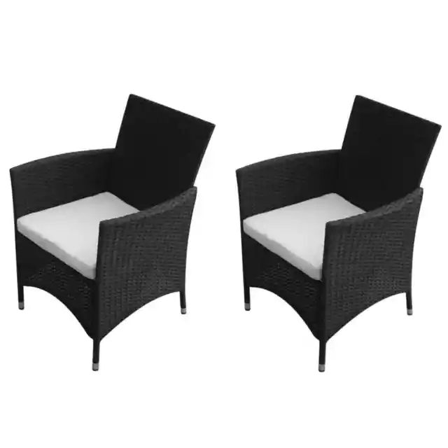 Chaises de jardin 2 pcs RÃ©sine tressÃ©e Noir