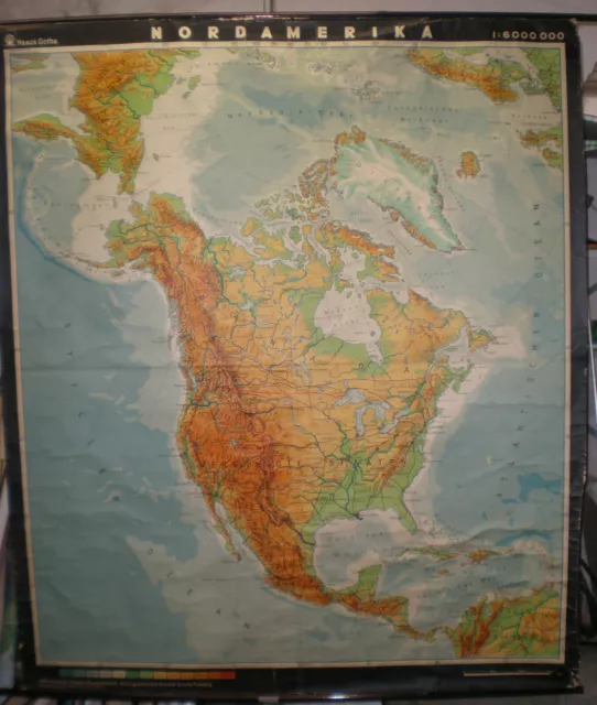 Schulwandkarte map Nordamerika USA Kanada North America 6Mio 1967 162x188cm