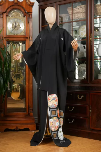 Dear Vanilla Japanese Silk Tomesode Kimono Women's Authentic Japan Vintage Mint