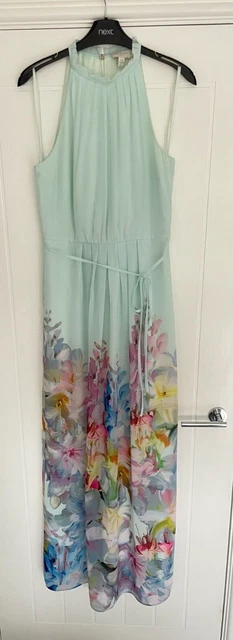 Ted Baker 10 (2) Bellissimo Giardino Pensile In Perfette Condizioni Floreale Maxi Abito Immacolato