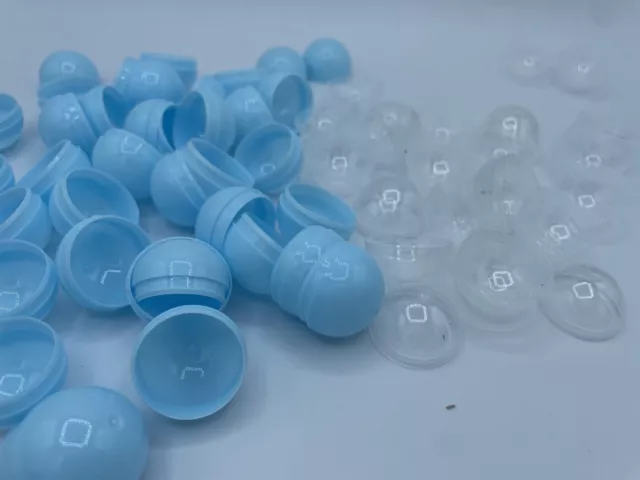 Empty Clear-LightBlue Colored Round Capsules 1.1 inch Bulk Blue Half Capsule