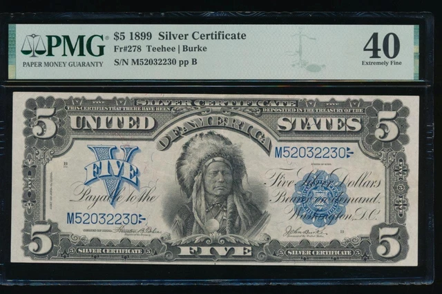 AC Fr 278 1899 $5 Silver Certificate PMG 40 CHIEF NOTE