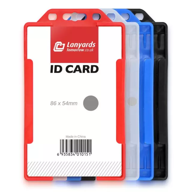 1x SINGLE SIDED VERTICAL Colour Plastic Rigid Badge ID Credit Card Holder UK