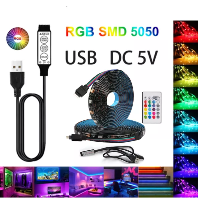 1-30M LED Strip Lights 5050 RGB Colour Changing Tape Cabinet Kitchen TV Lighting