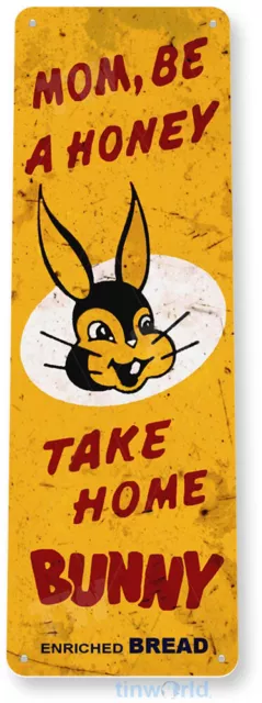 Bunny Bread Kitchen Cottage Bakery Rustic Retro Bread Metal Tin Sign B756