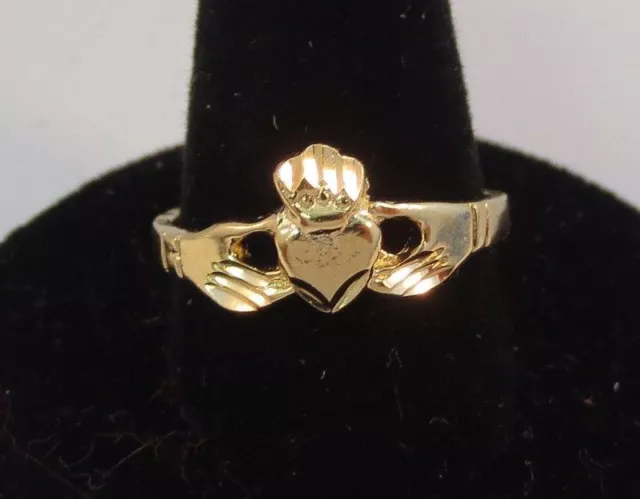 Size 1-13 14Kt Gold Plated Claddagh Irish Celtic Wedding Baby Thumb Pinky Ring