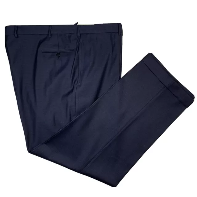 Sur Mesure 48 x 32 Loro Piana Minuit Bleu Tacheté Laine Pantalon Fabriqué Italie