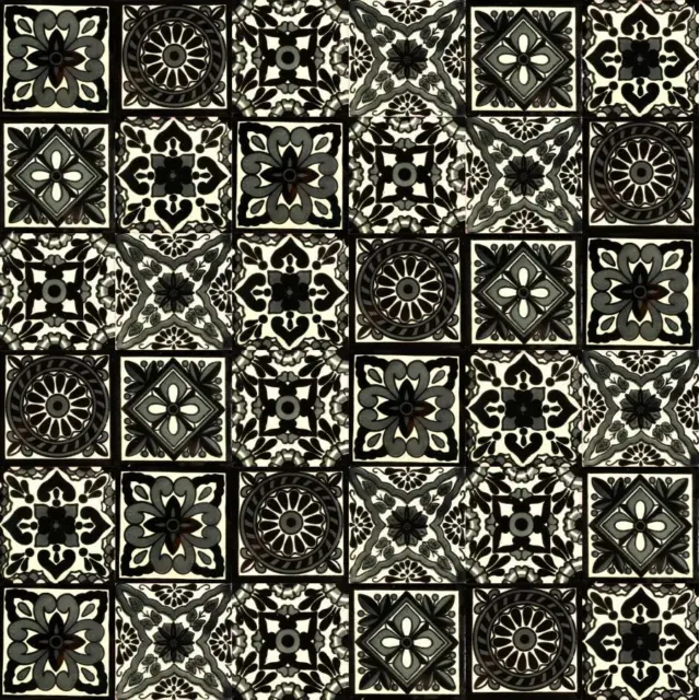 Piastrelle Messicane Mattonelle Nero 30 pezzi Patchwork Talavera 10,5 cm -Ferran