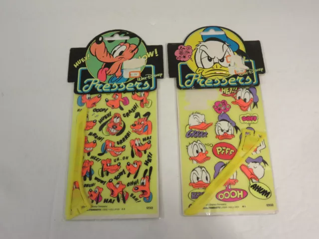 Walt Disney Pressers Vintage Rub On Transfers Pluto & Donald Duck 2 Packs Lot