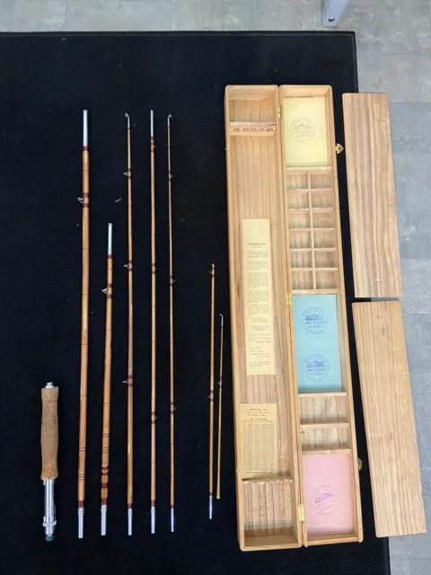 NOS Vintage Viking Bamboo Fly Fishing Rod Kit in Handheld Case-Made in Japan
