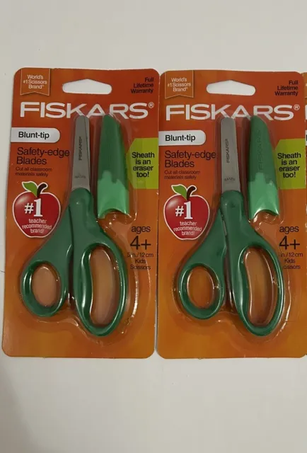 Set Of 80-Fiskars Pink Blunt-Tip Kids 5 In Scissors & Eraser Sheath  Safety-Edge Ages 4+