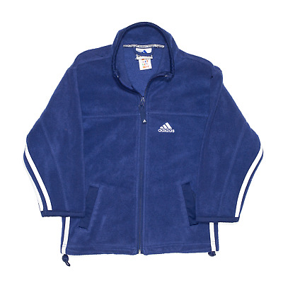 Vintage ADIDAS Blue 90s Fleece Jacket Girls 8 Years