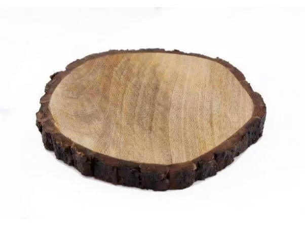 Round Wood Bark Display Cutting Serving Wooden Board 30cm - Table Centrepiece