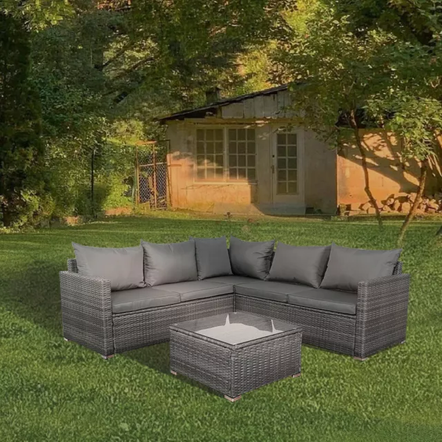 5 Seater Rattan Furniture Set Corner Sofa Set w/ Cushion Cover Garden Outdoor