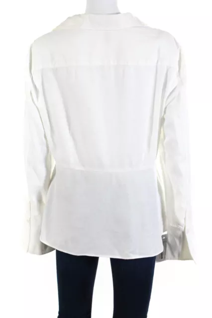 BCBG MAX AZRIA Womens Bahari Button Down Shirt White Cotton Size Large ...