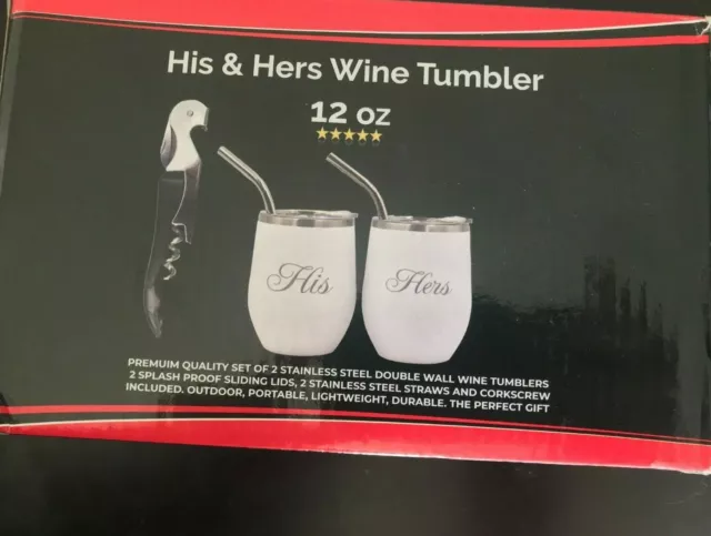 Wine Tumbler Cups His Hers Bachelorette Wedding Bride Groom Valentine Gift New