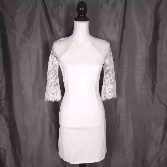 BB Dakota Princeton Ivory Lace Back Ponte Dress Size Small