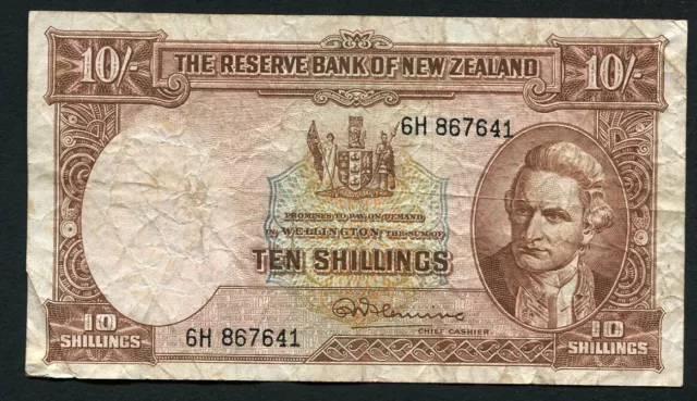 New Zealand Fleming 10 Ten Shillings Banknote