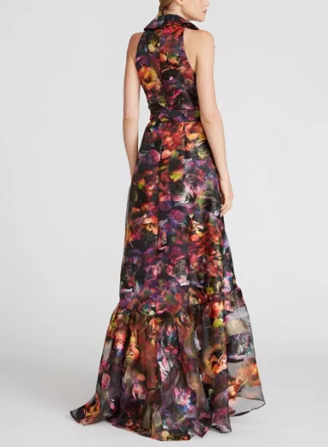 Theia frances collared wrap gown prisma petals Dress MSRP $795 2