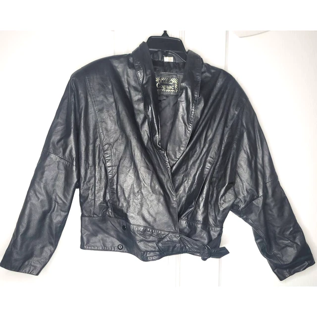 V.S.O.P. COGNAC 100% GENUINE LEATHER BLACK JACKET Soft pockets Bolero Cropped