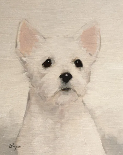 Originalkunst - Ölgemälde - West Highland White Terrier - Westie Hundeporträt 2