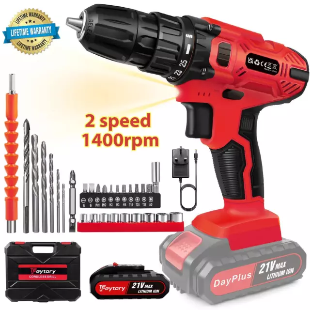 21V Cordless Electric Screwdriver Set Drills Driver With Battery Rechargeable