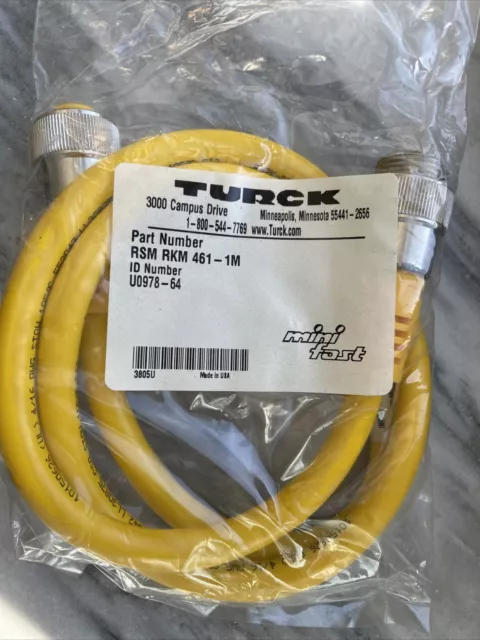 TURCK RSM RKM 461-1M U0978-64 Cordset Cable Assembly, NEW