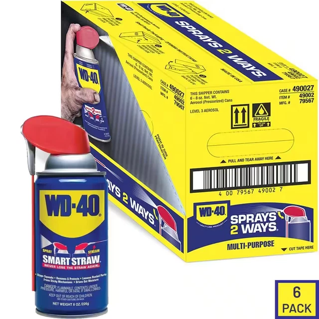 8 Oz. Original WD-40 Formula Multi-Purpose Lubricant Spray With Smart Straw 6 Pk