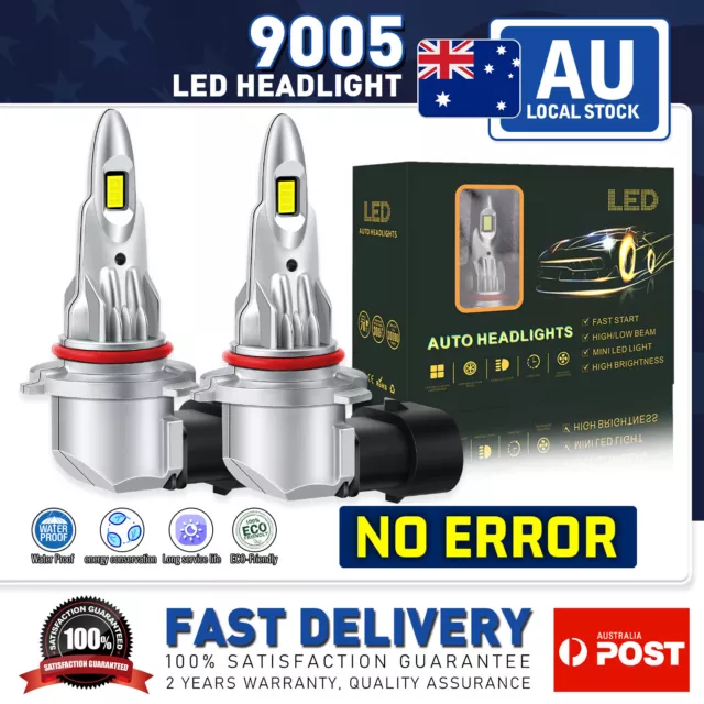 9005 LED Headlight Super Bright Bulbs Kit White 6000K Beam HB3 No Error AU