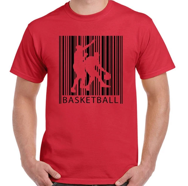 Basket T-Shirt Codice a Barre Divertente da Uomo Player Tribunale Sfera Rete Top
