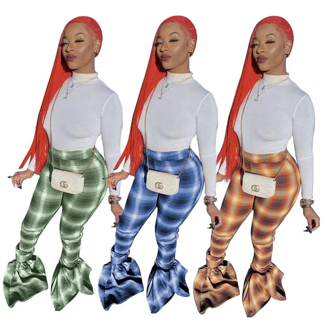 Two Piece Outfit Women Bodycon Matching Set white Top Flared Stacked Pants