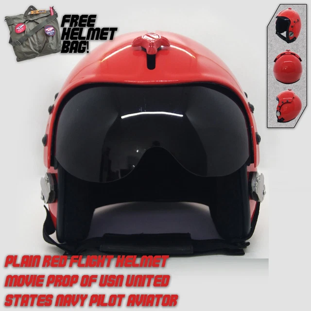 PLAIN RED FLIGHT Helmet Movir Prop Pilot Naval Aviator USN Navy