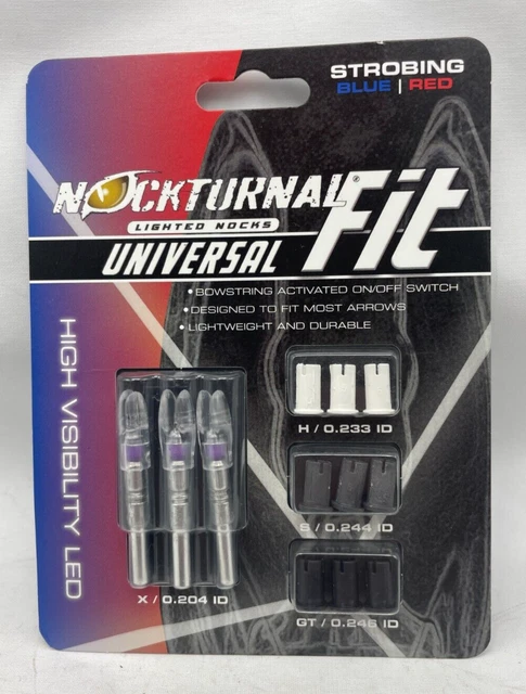 Nockturnal Universal Strobing Arrow Nocks Hi-Viz LED Blue/Red (3 Pack) - NT-310