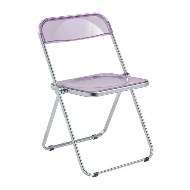 Lawrence Acrylic Folding Chair With Metal Frame - Magenta