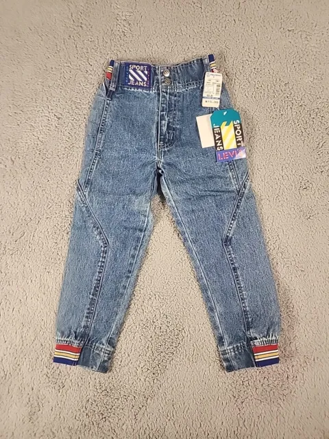 Vintage Little Levi's Sport Jeans Blue Striped Kids Size 6 New W/ Tags 90s