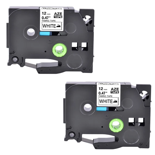 2PK Compatible Brother TZ-FA231 TZe-FA231 Black on White Fabric Label Tape 12MM