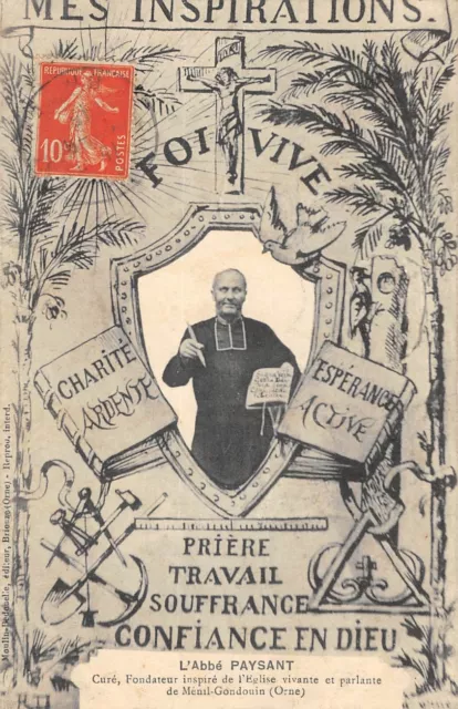 Cpa 61 L'abbe Paysant Cure De L'eglise Vivante De Menil Gondouin