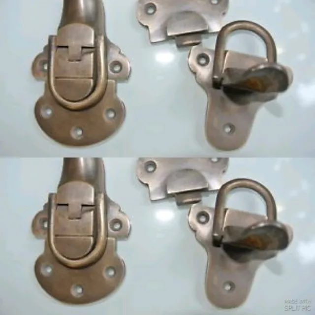 4 small TRUNK catch hasp latch suitcase old style BOX solid brass LOCK 66 mm B