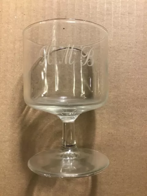 Set of 6 Etched Monogram Initial H Pedestal Wine Cocktail Glasses Vintage Bar