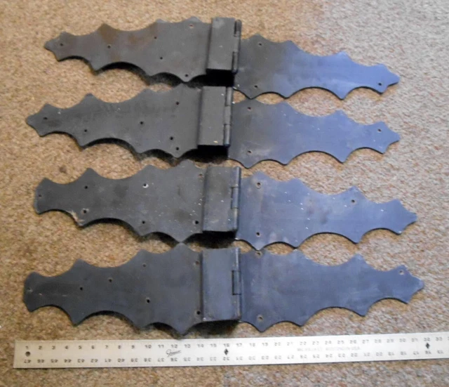VintageLarge Iron Barn Door Barn Gate Hinges Lot Of 4 33  Long
