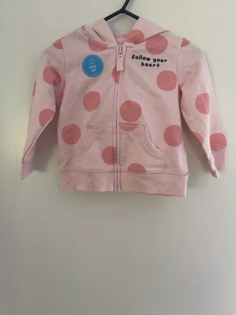 Carters Baby Girl Big Polka Dot Cute Character Hood Cotton Zip-Up Jacket Pink 9M