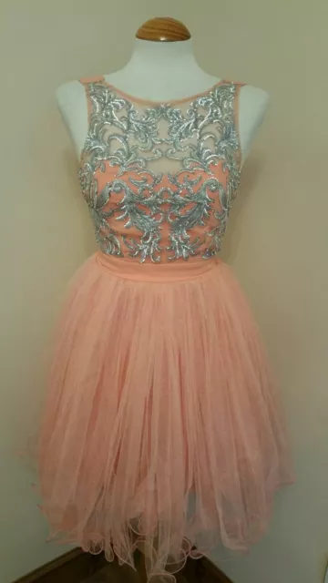 Girls Beautiful Salmon Pink Year 6 Junior School Prom Dress Age 10/11 Years