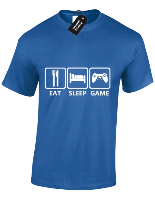 T-Shirt Da Uomo Eat Sleep Game Console Videogiochi Simboli Gamer Geek Top S-Xxxl 9