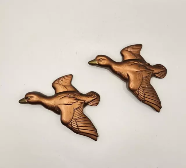 Miller Studio Chalk Ware Vintage 1970 Flying Baby Geese Set of Two 5.5 in x 5 in