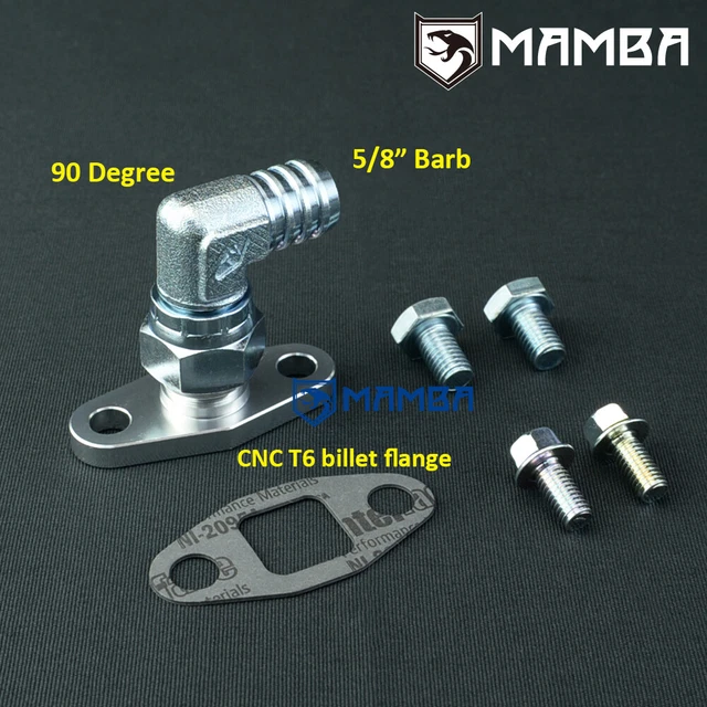 90 Deg 5/8" Barb Turbo Oil Return Flange Kit Garrett GT3788R GT4088R GT4094R