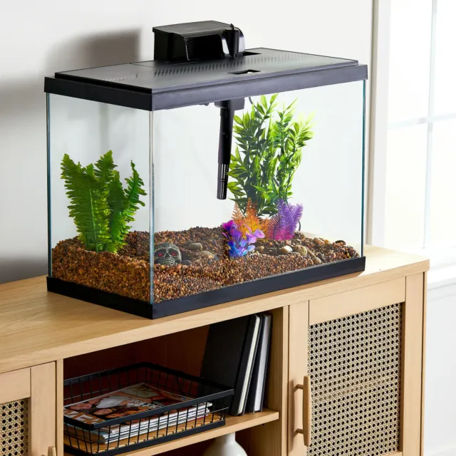 Glass 20 Gal Aquarium Starter Kit Fish Tanks W/Led Hood Llight 3Stage Filtration