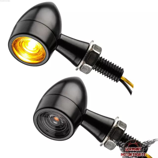 LED Mini Motorrad Blinker Bullet Komplettset 1 Paar e-geprüft vorn hinten 12V