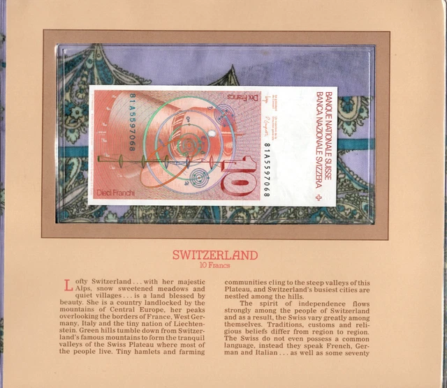 Most Treasured Banknotes Switzerland 1981 A 10 Franken P-53c.2 UNC sign 54