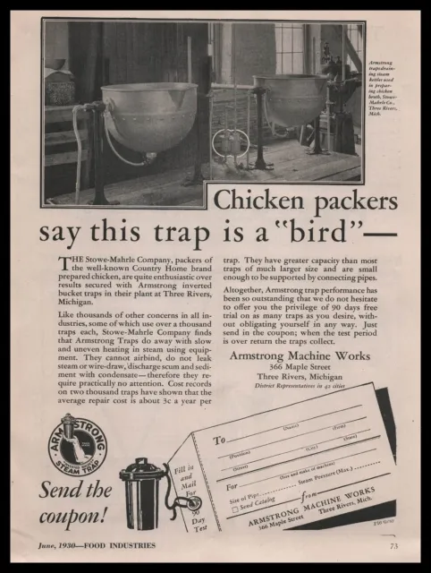 1930 Stowe Mahrle Chicken Packer Photo Three Rivers MI Armstrong Bucket Print Ad