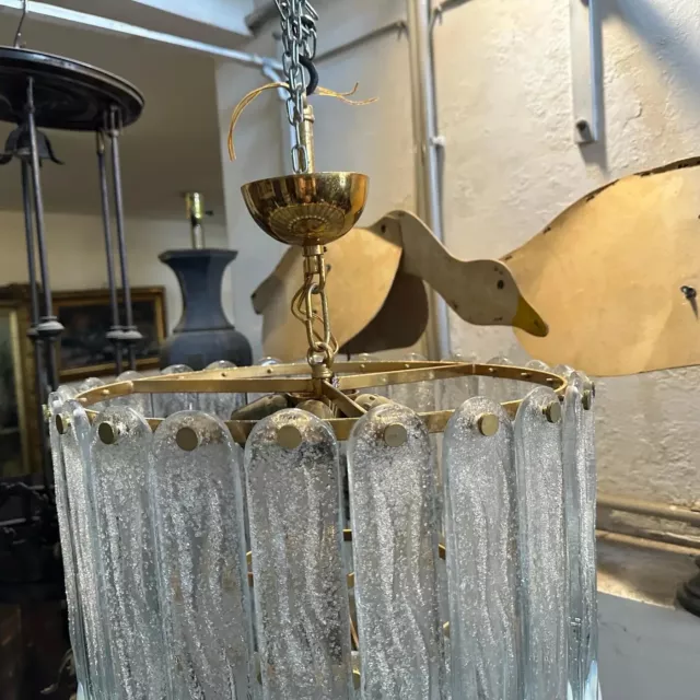 1970s Opalescent Murano Glass And Gilded Metal Cascade Chandelier By Mazzega 3